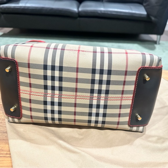 Authentic Burberry HONEY CANVAS AND BLACK LEATHER BALLINGTON HORSEFERRY BAG - Picture 6 of 7